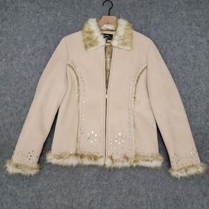 Montanaco Jacket‎ Womens S Beige Studded Penny Lane Scandi Girl Coat